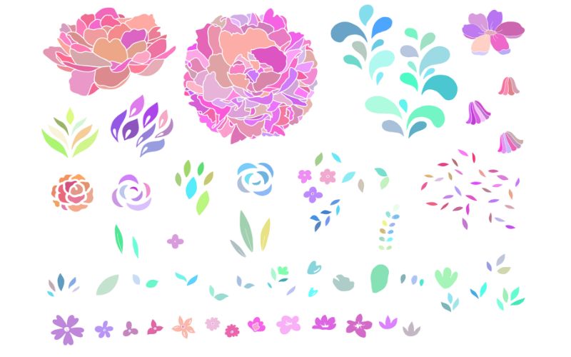 colorful flowers illustrations colorful flowers illustrations - Decorative designs