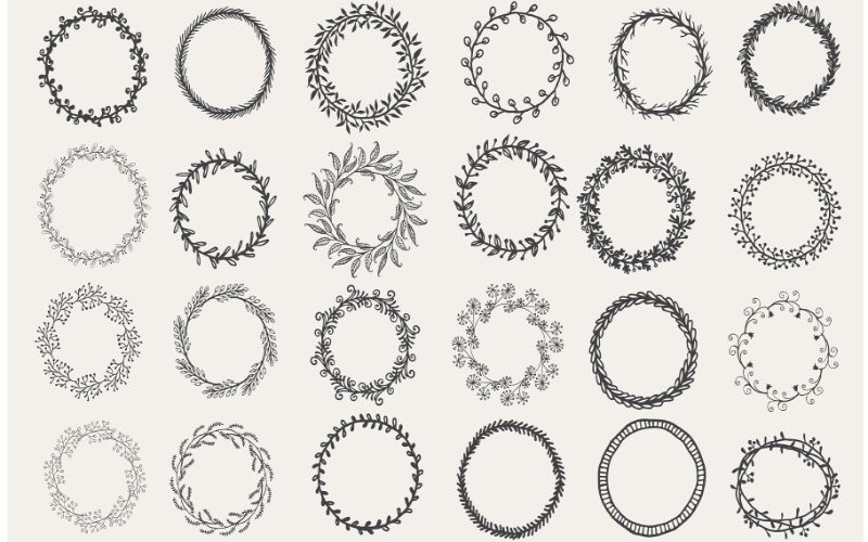 hand drawns wreaths previews hand drawns wreaths previews - Decorative designs