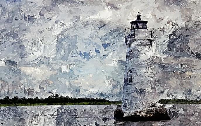 Impasto – Oil Painting Effect preview on an image of a lighthouse