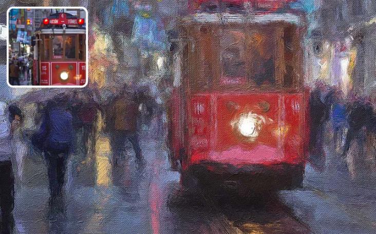 Impression – Photo to Painting photoshop Action applied to an image of a train