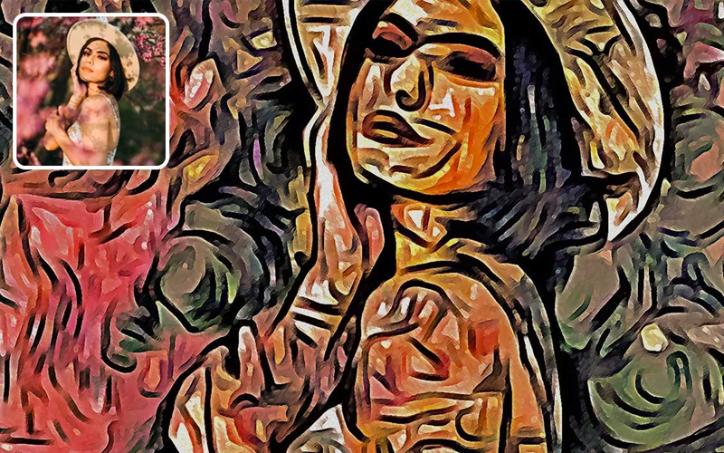 prisma photoshop action on an image of a woman