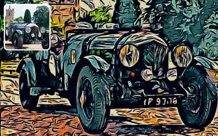 prisma photoshop action on an image of a car