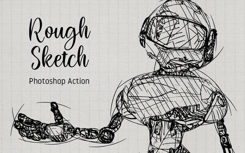 rough sketch photoshop action feature image 