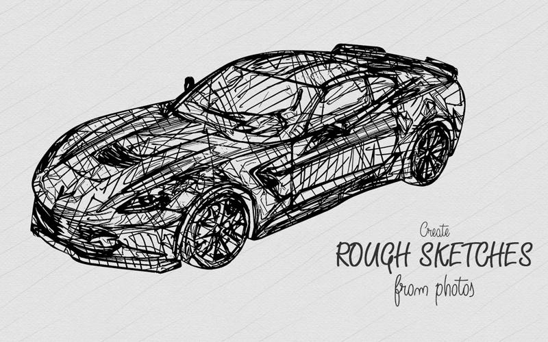  rough sketch photoshop action preview