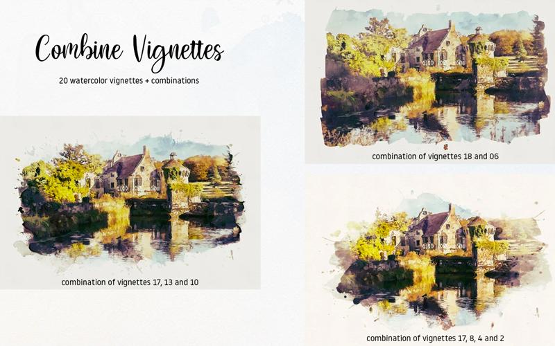 watercolor photoshop template - combing vignettes