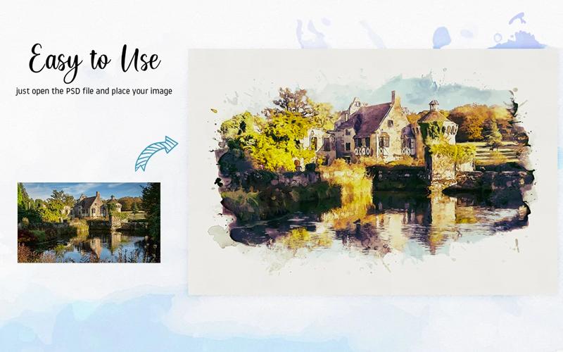 watercolor effect photoshop cc, watercolor painting photoshop action free download
