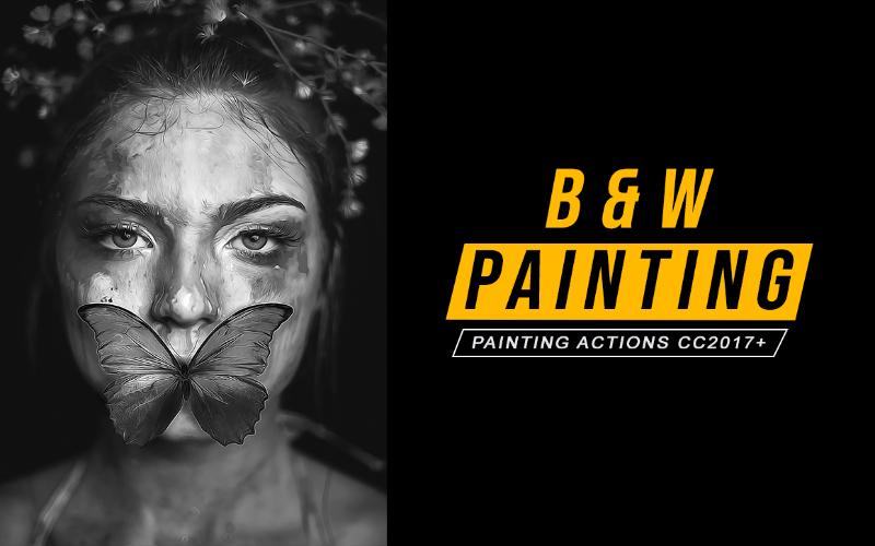 black and white painting - painting action