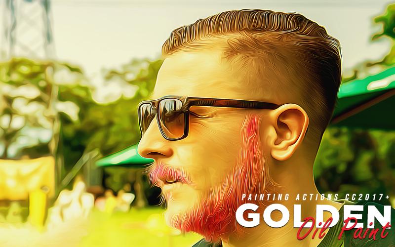 golden oil paint - painting action golden oil paint - painting action