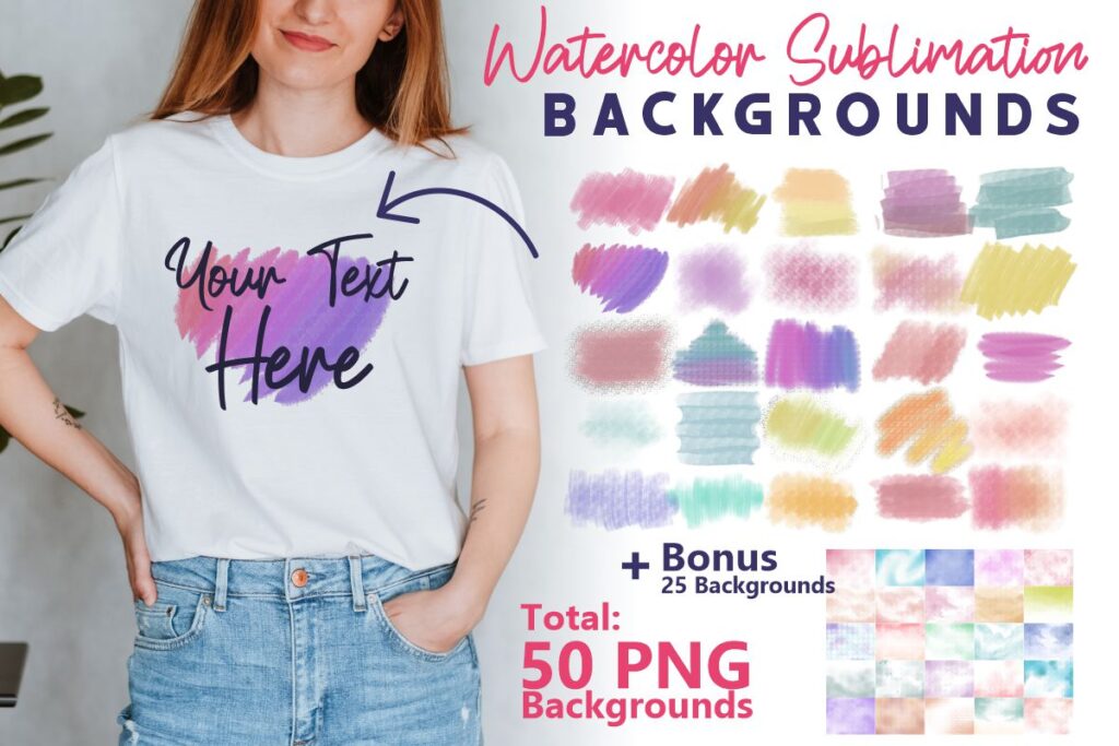 Watercolo Sublimation Background T-Shirt Designs Bundle