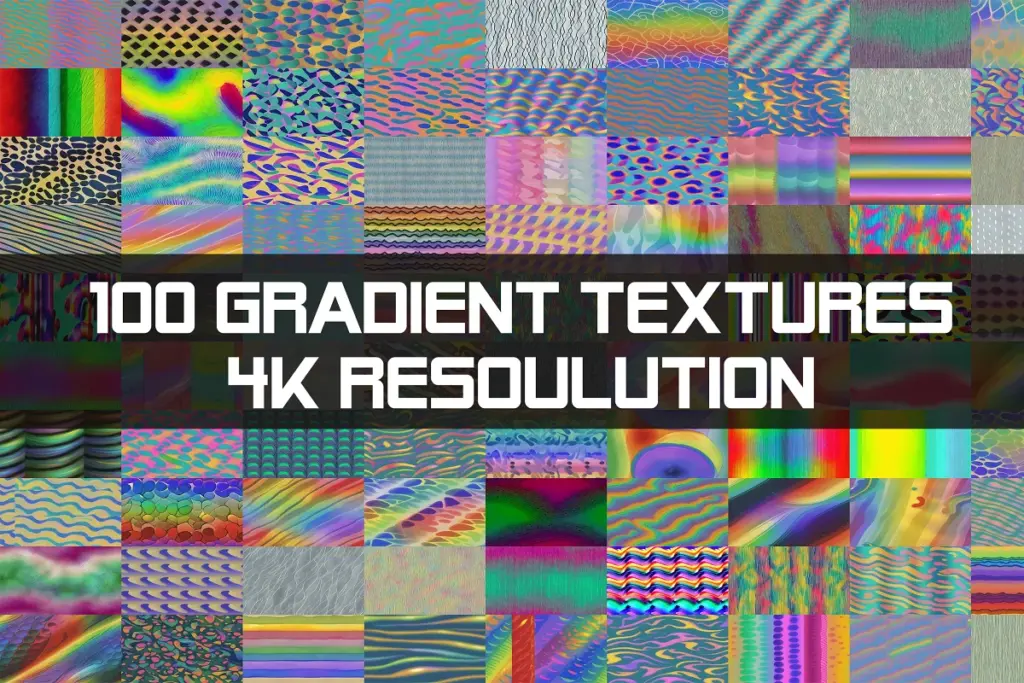 A preview image of the 4K resolution - 100 Gradient Textures included in the photoshop textures pack