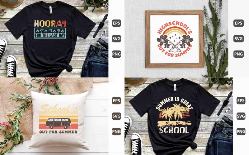 Retro Last Day Of School T-Shirt collage