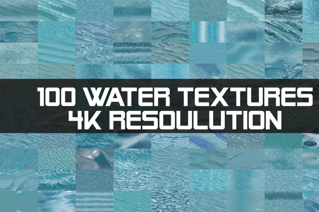 A preview image of the 4K resolution - 100 Water Textures included in the photoshop textures pack