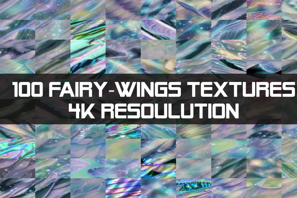 A preview image of the 4K resolution - 100 Fairy-Wings Textures included in the photoshop textures pack
