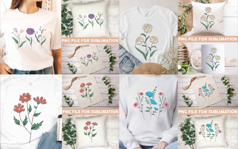 Vintage Botanical Flower T-Shirt Designs and sublimations