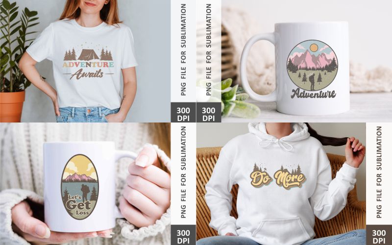 Retro Adventure T-Shirt Designs collage