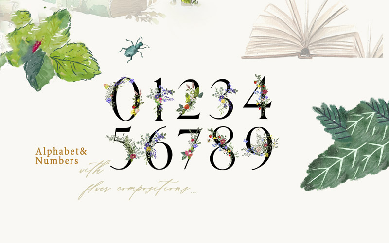 hand drawn watercolor floral numbers hand drawn watercolor floral numbers