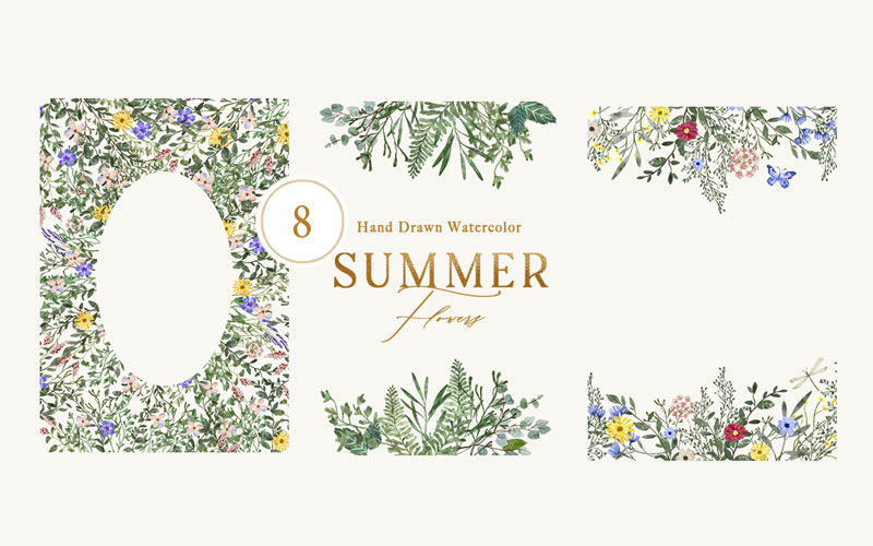 hand drawn frames - summer vibes art - previews hand drawn frames - summer vibes art - previews