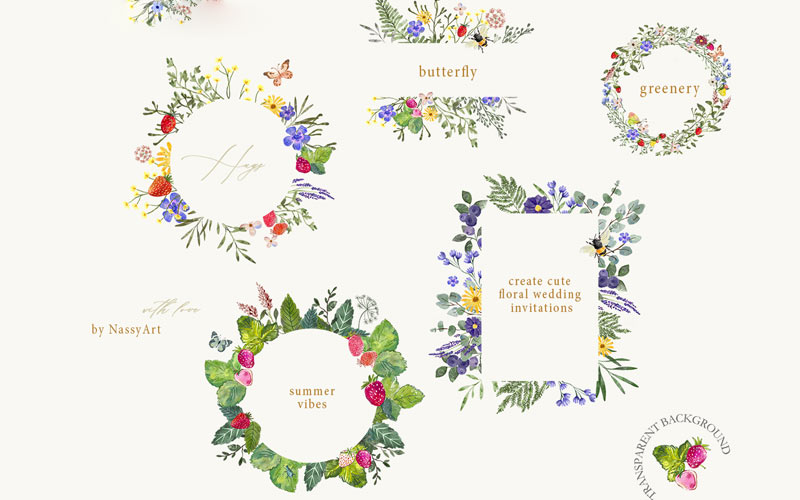 wildflower wreaths illustrations preview