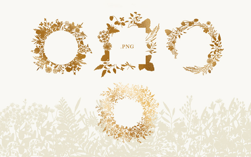 hand drawn watercolor golden wreaths previews hand drawn watercolor golden wreaths previews