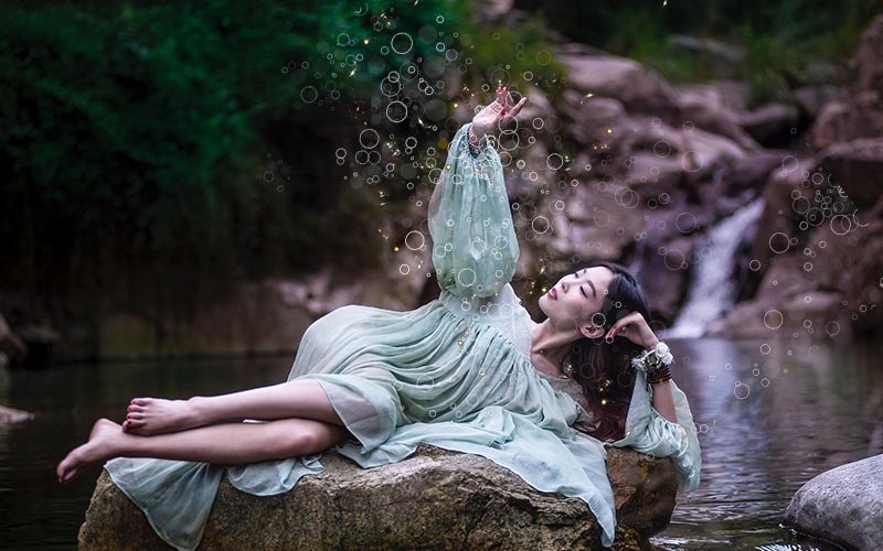 preview on an image of nature Transparent PNG overlays applied to a woman's image