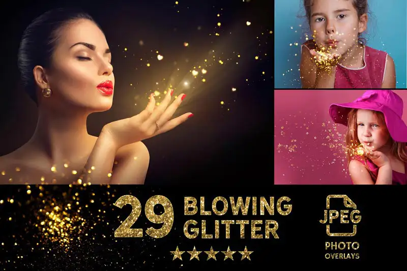 Blowing Glitter Photo Overlays