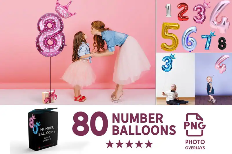 Number Balloons Photo Overlays