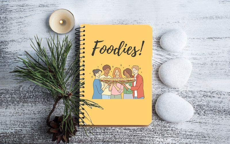 graphic-illustrations on a notebook cover - mockup