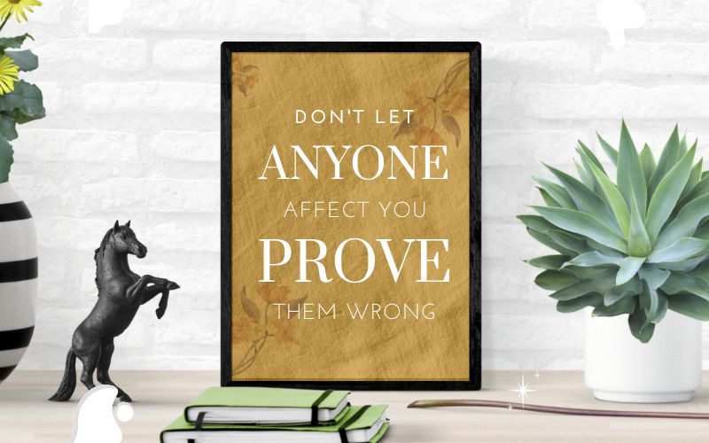 canvas texture in a photo frame with a quote on it - mockup