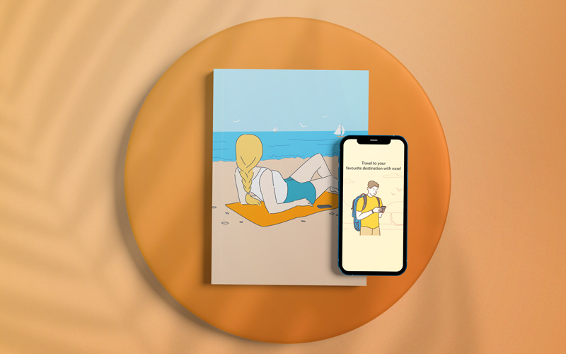 Graphic illustrations mockup on a card Graphic illustrations mockup on a card