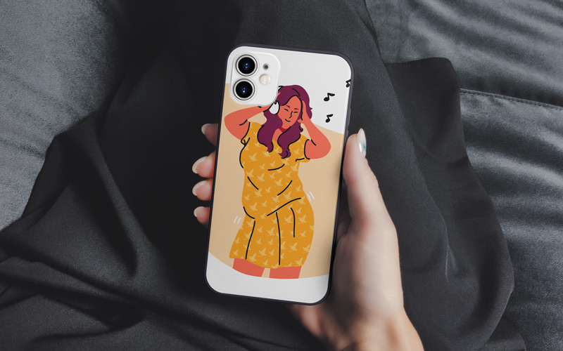 illustrations mockup on a phone cover