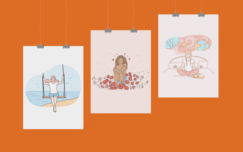 illustrations mockup on cards illustrations mockup on cards