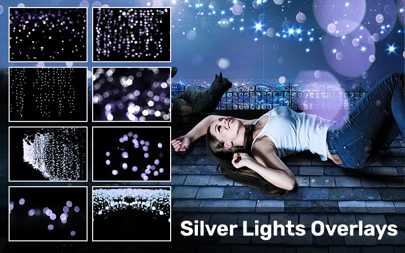 Silver Lights Photo Overlays