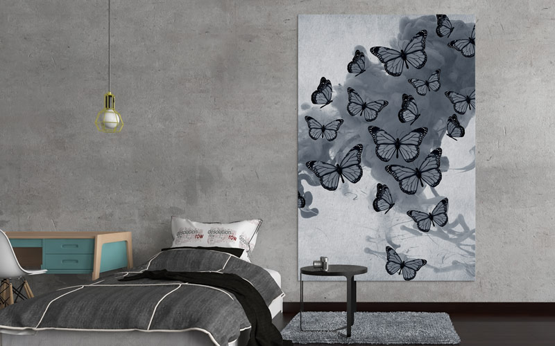 Wall with butterfly backgrounds painting Wall with butterfly backgrounds painting
