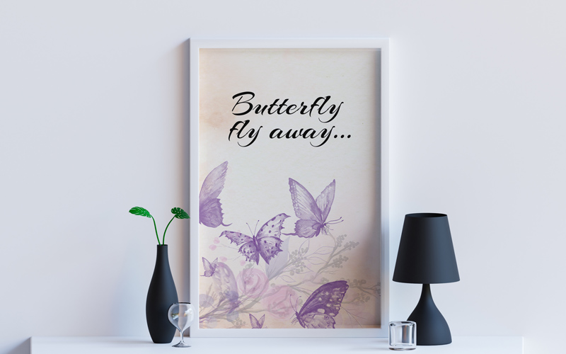 Butterfly background in a photo frame