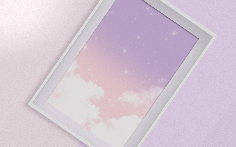 Purple sky within a window