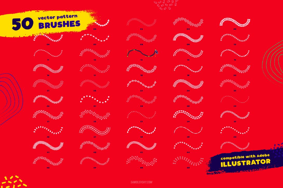 50 Vector brushes preview
