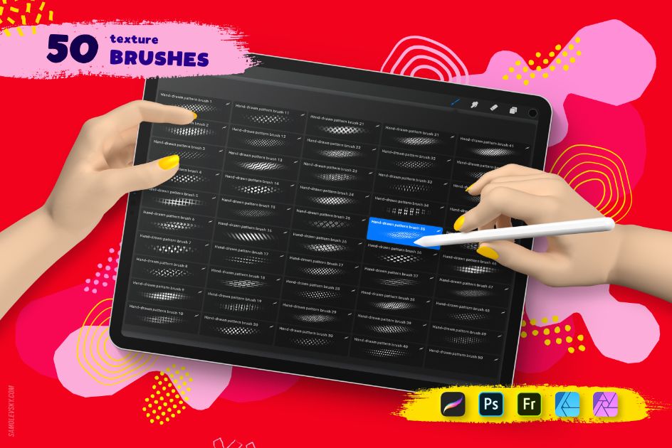 50 texture brushes preview