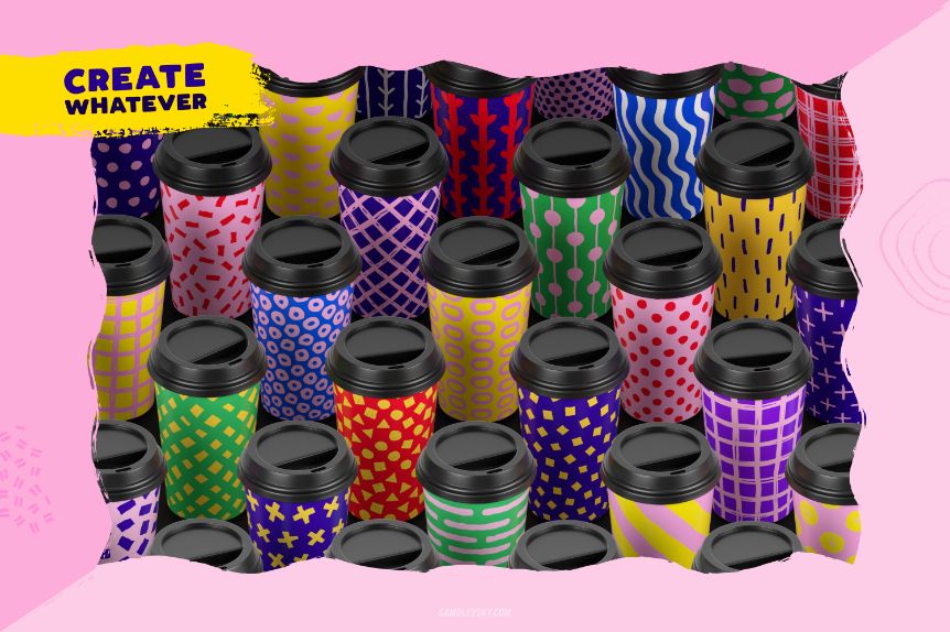 seamless pattern on cups