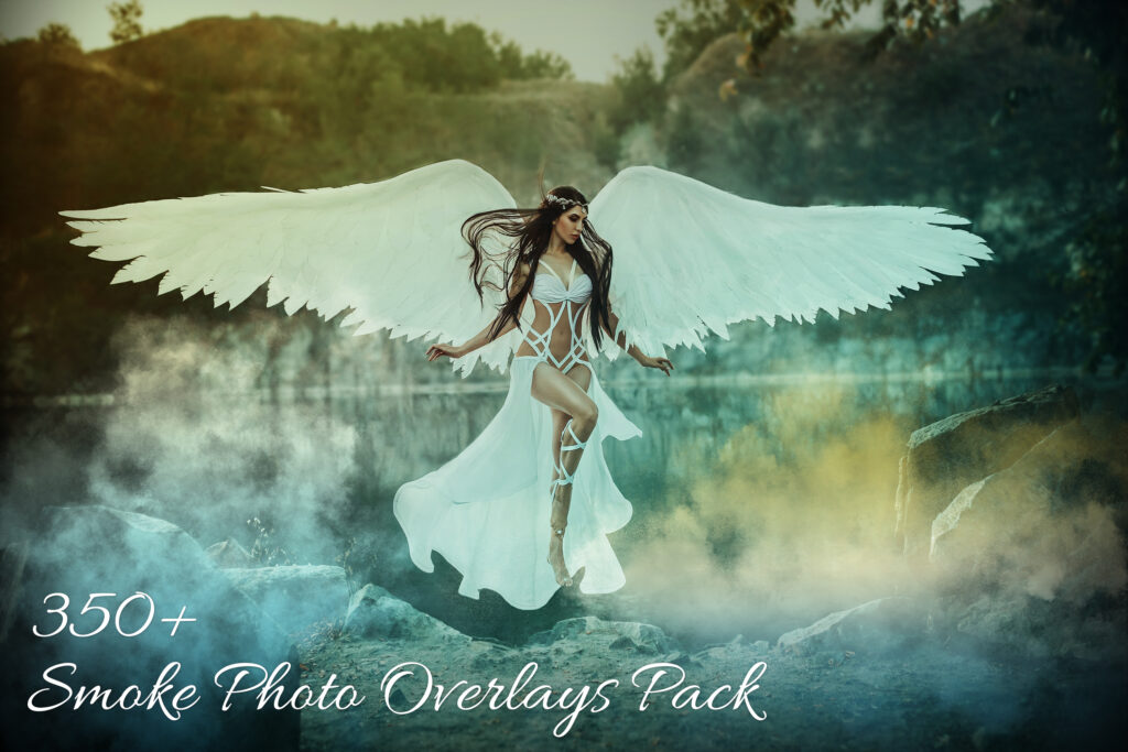 A beautiful white archangel descended from heaven. A girl in a sexy suit with huge white wings. Artistic Photography