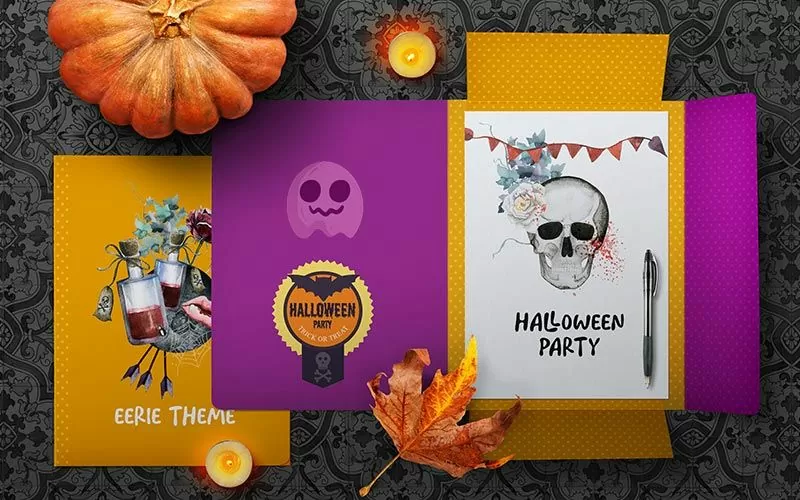 Halloween party Watercolor clipart and label image