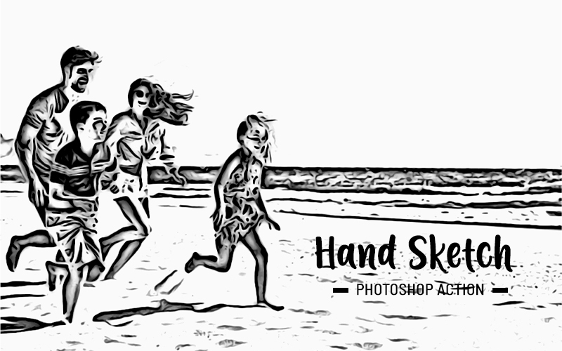 Hand Sketch Photoshop action Preview