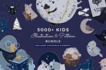 Kids illustrations and patterns bundle maiun image