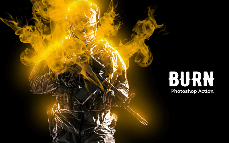 Burn photoshop-action preview