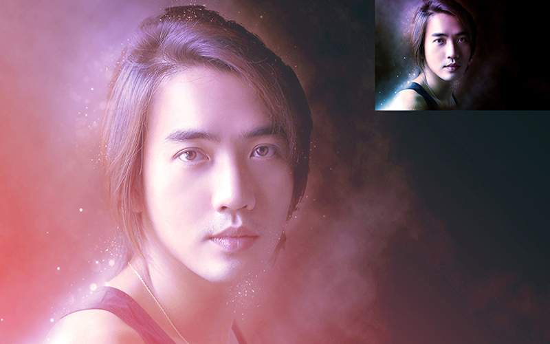 before and after preview of a boy's image