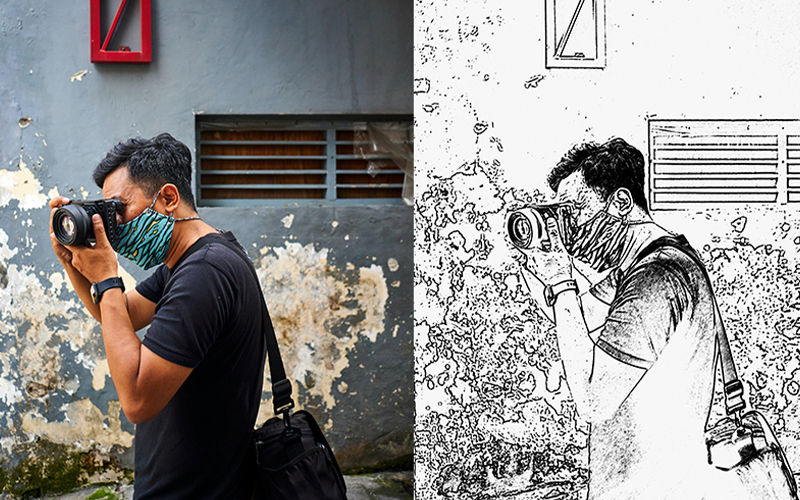 before and after preview of a photographers image