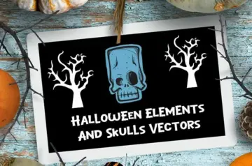 Halloween elements and skull vector bundle main image