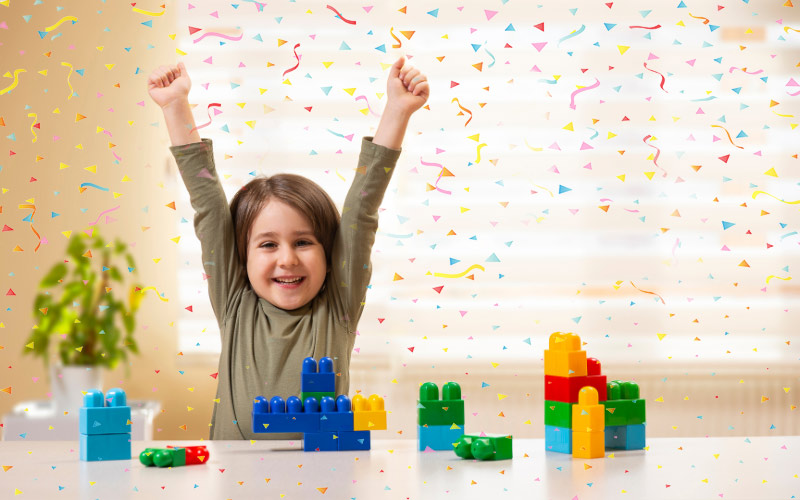 An image of a little happy girl playing