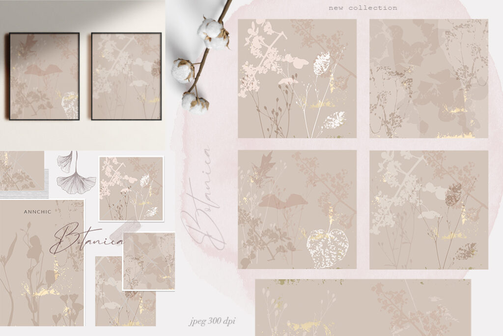 A collage of the previews of the rustic bundle