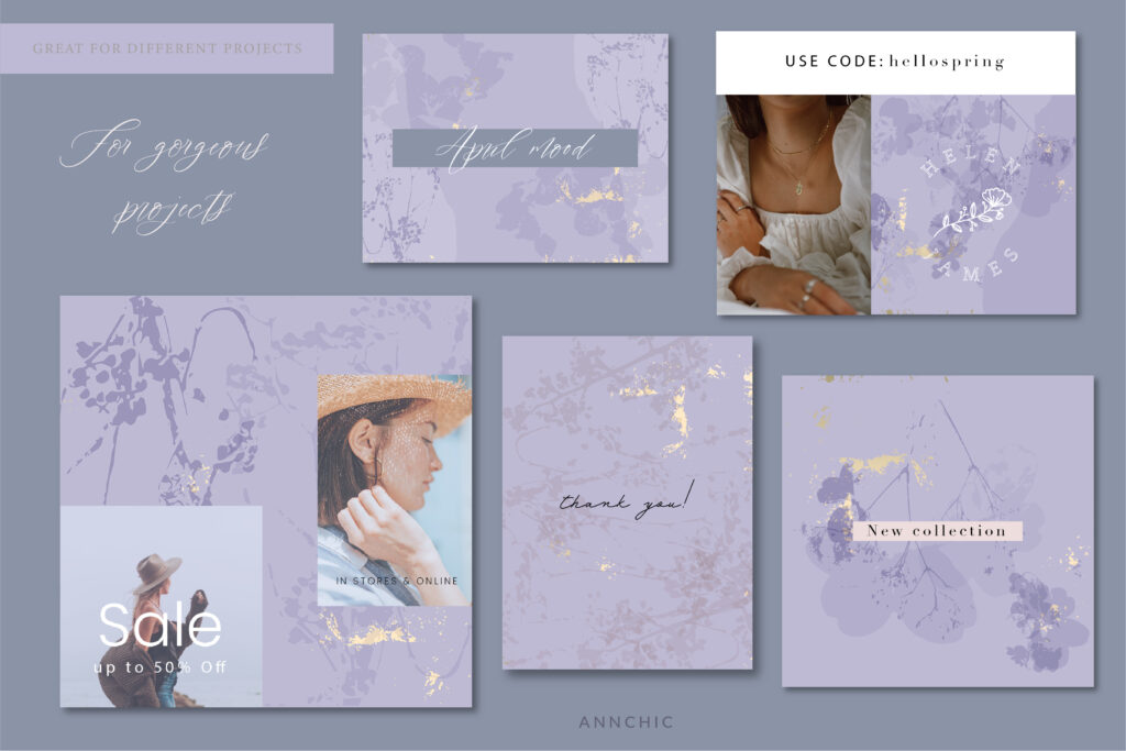 Mockup of violet florals