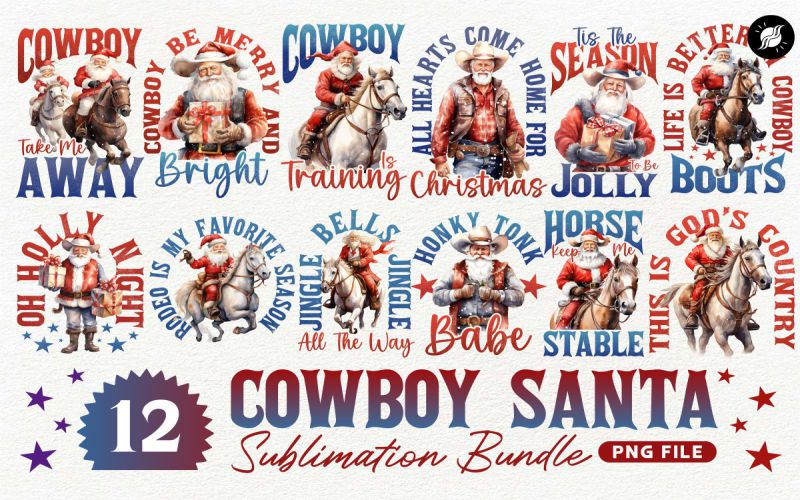 Cowboy Santa PNG Sublimation Bundle main cover